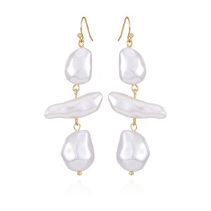 Goldtone Pearl Linear Drop Earrings