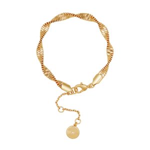 Goldtone Twisted Herringbone Chain Bracelet