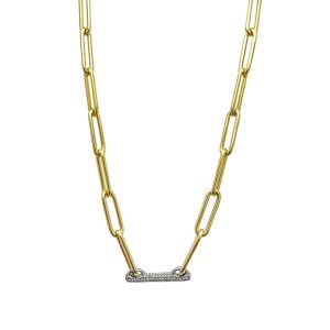 Goldtone Pave Bar Chain Necklace